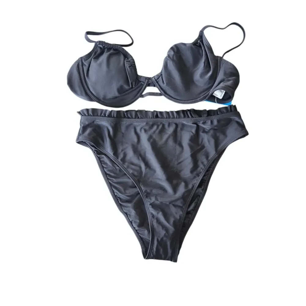 Cupshe High Waisted Push Up Cheeky Two Piece Bikini Size L NWT